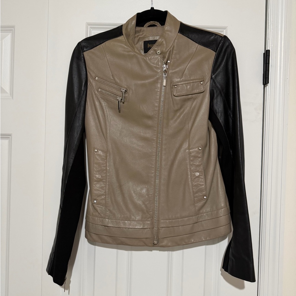 Laundry By Shelli Segal Two-Tone Leather Jacket